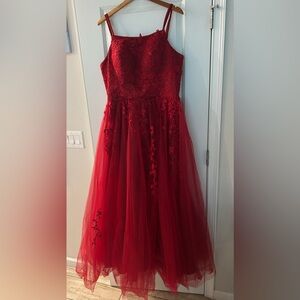 Elegant Red Lace Kids Dress